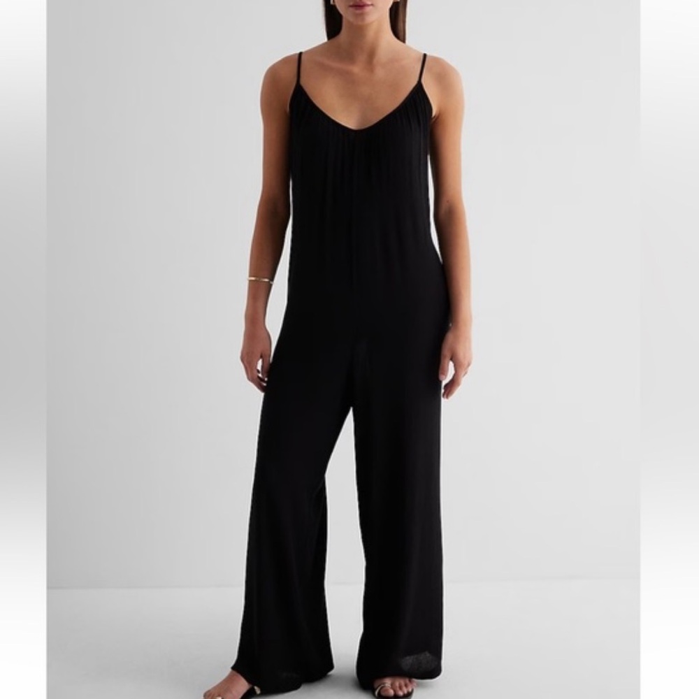 Express V-Neck Wide Leg Jumpsuit Cover Up